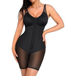 Women's Tummy Control Surgery Body Shaper Lifter Zipper Crotch Black Shapewear